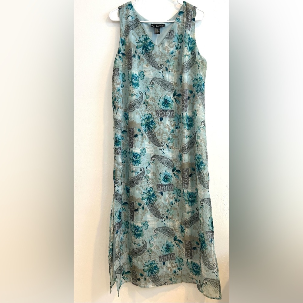 Mlle Gabrielle Women’s Floral Textured Maxi Sleeveless Flowy Lined Dress Size 12